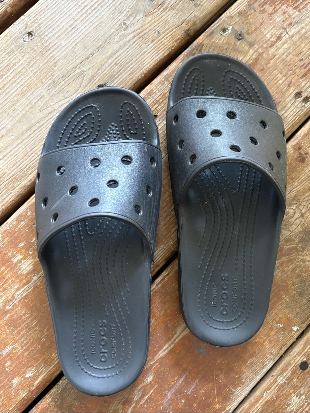 Unisex Crocs Classic Slides in Black Womens Size 10 Men’s Size 8 Like New